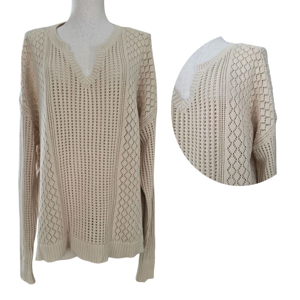 Canyon Retreat Open Knit Sweater | Neutral Cozy Layer XL